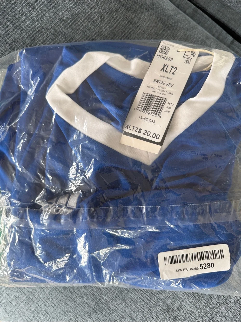 adidas Entrada 22 Royal Blue V‑Neck Short Sleeve Soccer Jersey with White Trim